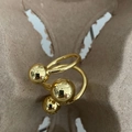 Dreilagiges Ring-Set aus vergoldetem Messing mit drei Kugeln in glänzendem Gold-Finish - Gold