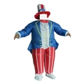 Inflatable Uncle Sam costume for adults with patriotic hat and red white striped pants - Independence Day Man / One Size