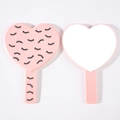Specchio a mano rosa a forma di cuore con simpatico motivo a ciglia sul retro - Ciglia Rosa