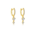S925 sterling silver hoop earrings with geometric zircons and elegant gold plating - 925 Silver / 18K Gold-White Zirconia