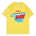 Yellow Independence Day T-shirt with July 4th graphic print and soft cotton knit fabric - Yellow