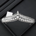 Elegant silver crown with rhinestones and white pearls on a black display tray - 17# Elegant Gradient Pearl Style (Silver)