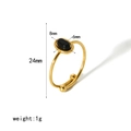 Anello vintage in acciaio inossidabile placcato oro 18k con gemma nera ovale - Nero (TR4020-BK)
