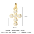 Ciondolo a croce in rame dorato con zirconi cubici e dimensioni del prodotto - Croce VB742-2 / Oro