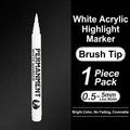 White acrylic paint marker with 0.5-5mm flexible brush tip for highlights - White Soft Tip Single