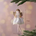 Angioletto di peluche bianco con abito in pizzo e ali dorate per decoro albero di Natale - N. 5 - Bianco