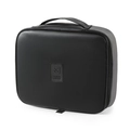 Elegante schwarze Kulturtasche aus PU-Leder mit Griff und TRAVEL-Prägelogo - Schwarz