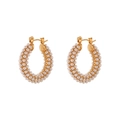 Eleganti orecchini a cerchio con perle pavé e finitura in acciaio inossidabile placcato oro 18k - Cerchio Con Perle Piene - Oro
