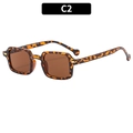 Vintage leopard print square sunglasses with dark brown lenses and gold accents - Leopard / Brown