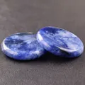 Polished natural blue Sodalite crystal disc stones with white veined texture - Blue Sodalite