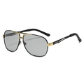 Heren aviator fotochromische zonnebril in zwart-goud met grijze gepolariseerde glazen - Gepolariseerde lens / Zwart Goud Frame Photochrome Lens