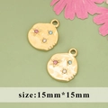 Golden vintage geometric star pendant with colorful rhinestones and hammered texture 15mm - Hammered Round Star Moon Charm