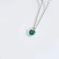 Elegant silver necklace with green heart-shaped zircon pendant and fine link chain - Silver Chain / Green