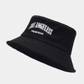 Cappello da pescatore vintage ricamato Los Angeles in cotone per protezione solare nero - Taglia unica / Nero