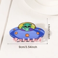 Blaue UFO-Haarklammer mit grünem Alien 9cm Länge Cartoon-Raumschiff-Haarschmuck - Blauer und Rosa Alien
