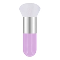 Portable purple makeup brush with white fiber bristles and silver ferrule for foundation - Small Chubby Purple Silver White Hair