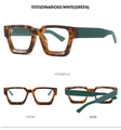 Three-angle view of classic square tortoiseshell and dark green frame sunglasses - Demi Frame Clear Lens
