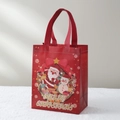Laminated Christmas non-woven gift bag with cartoon Santa and snowman patterns - Red (BX2206 Santa Snowman)