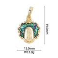 Detailed view of 18k gold plated portrait pendant with dimensions 19.0mm by 15.0mm - DZ-943/Round Black Glitter Virgin Mary