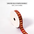 Wine red satin ribbon with gold diamond pattern for gift wrapping and DIY decor - Burgundy Gold Diamond Pattern / 1.5cm*5 Yards