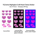 Luminous pink geometric heart temporary tattoo stickers with various glow effects - YQ-017 / 6x10.5cm