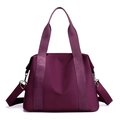 Elegante borsa a tracolla in nylon viola da donna con doppi manici e tracolla rimovibile - Viola