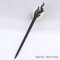 Ebony wood hair stick with flame hollow carving, approx. 18cm long, minimalist style - Flame