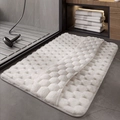 Tappetino da bagno in memory foam bianco avorio con trama a nido d'ape e morbido - 40x60cm / Texture a Motivo-Bianco
