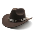 Classic dark brown western cowboy felt hat with vintage studded decorative band - M (56-58cm) / Coffee