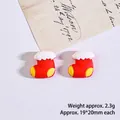 Christmas stocking resin DIY accessory in red and white, 19x20mm for holiday crafts - Red Shoe