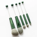 Green metal DIY beadable makeup brush set for powder and eyeshadow applications - Christmas Green