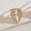 Anello aperto a forma di ali in oro 14K con pietre di zirconia cubica brillanti - Oro Zirconia Bianca