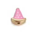 Pink and white polka dot enamel spacer bead with gold base for DIY bracelets - Pink Polka Dot Triangle/Pizza Slice