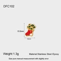 Detailed specs of red and green enamel Christmas stocking pendant in stainless steel - Red Green Christmas Sock DFC102