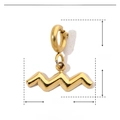 Technical drawing of a 12mm gold stainless steel wavy pendant with size and weight specs - Aquarius