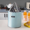 Light blue cylindrical insulated lunch bag with drawstring closure and sturdy handles - Light Blue