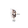 Detail view of black enamel snake and sword pin showing 32mm by 13mm dimensions - Star Sword Snake Style (M164#6)