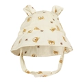 Détail du chapeau bébé avec motifs tigre et oreilles 3D sur un tissu doux en coton pur - 17*38cm / Motif Petit Tigre