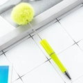 Creative fluorescent yellow beaded ballpoint pen with a fluffy pom-pom decoration - Candy Green