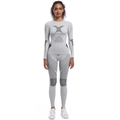 Front view of grey seamless high-stretch sports set with ergonomic contour lines - S / Light Gray