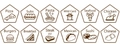 12-sided decision dice with brown line-art icons for choosing various dinner and food types - Food Dice (Lobster Style)
