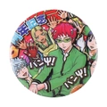Round metal tin badge featuring anime characters from Saiki Kusuo no Psi-nan - Saiki Kusuo Group Style (xz7272)