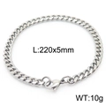 Silver stainless steel Cuban chain bracelet with lobster clasp, 220mm long and 5mm wide - Style A 5mm 220mm(KB166142-ZZ)