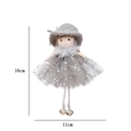 Angelo di Natale grigio altezza 16cm con gonna in tulle e campanelli dorati - Angelo con Fiocco Cappello Gonna in Garza / Grigio