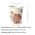 Detailed view of Capybara party paper cup with size specs and cute cartoon graphics - Paper Cups 10PCS-Capybara