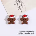 Brown resin star with red Santa hat for DIY crafts, 17x18mm size, weight 0.8g - Star with Christmas Hat