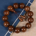 Detailed view of dark brown Phoebe zhennan wood prayer beads with gourd charms - 18mm*13 Beads Premium [Gourd Pendant] / 18mm*13 Beads