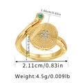 Detailed dimensions of 18K gold-plated ring with turquoise and sparkling crystal - Adjustable Open / Turquoise Gem Style (KR0031)