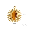 Détail du pendentif soleil doré avec œil de tigre et dimensions précises indiquées - Pendentif en Forme de Soleil - Oeil de Tigre Jaune