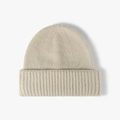 Winter chunky ribbed knit beanie in creamy white for men and women outdoor warmth - One Size / Beige